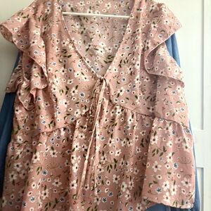 Floral Pink Ruffle Blouse